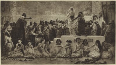 O Mercado de Casamento Babilônico (fotogravura) de Edwin Longsden Long