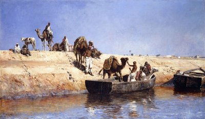 Um embarque de camelos na praia de Sale, Maroc, 1880 de Edwin Lord Weeks