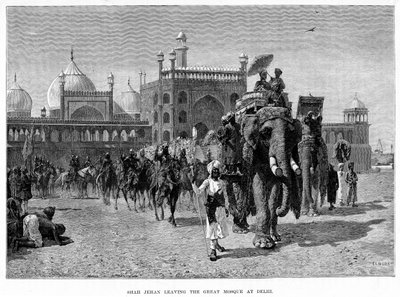 Xá Jehan saindo da Grande Mesquita em Nova Délhi, século XIX. de Edwin Lord Weeks