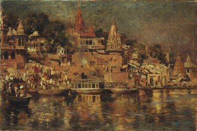Vista dos Ghats em Benares, 1873 de Edwin Lord Weeks
