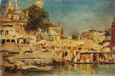Vista dos Ghats em Benares, 1873 de Edwin Lord Weeks