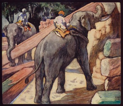 Elefantes empilhando Teca (cor litho) de Edwin Noble