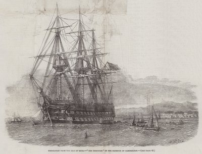Emigração da Ilha de Skye, o Hércules no porto de Campbelton de Edwin Weedon