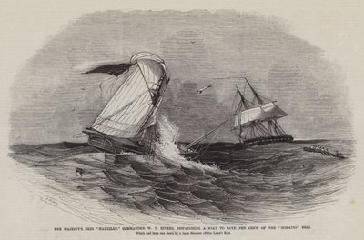 Nautilus do Brigadeiro de Sua Majestade, Comandante WT Rivers, despachando um Barco para salvar a Tripulação da Brigada Horatio de Edwin Weedon