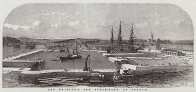 O novo pátio de vapor de sua majestade em Keyham de Edwin Weedon