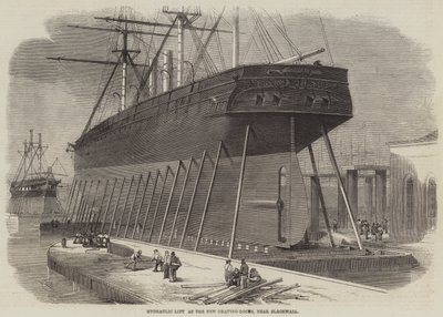 Elevador hidráulico nas novas docas, perto de Blackwall de Edwin Weedon