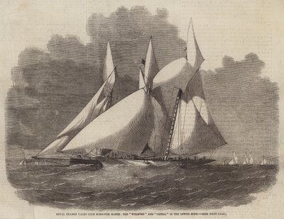 Royal Thames Yacht Club Schooner Match, o Wildfire e Vestal na esperança inferior de Edwin Weedon