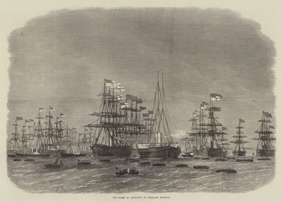 A frota de Ironclads no porto de Portland de Edwin Weedon