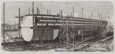 O Great Eastern Steam-Ship edifício no Stocks, Millwall, 22.500 toneladas de carga de Edwin Weedon