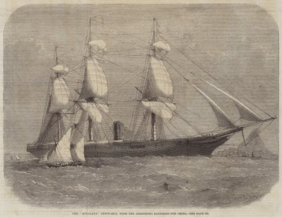 O navio-tropa do Himalaia, com as baterias Armstrong para a China de Edwin Weedon