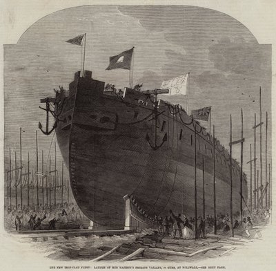 A Nova Frota de Ferro, Lançamento da Fragata Valiant de Sua Majestade, 34 Guns, no Millwall de Edwin Weedon