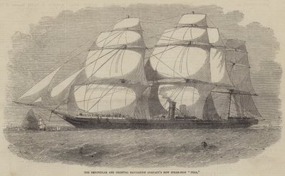 O novo navio a vapor da Companhia de Navegação Peninsular e Oriental Pêra de Edwin Weedon