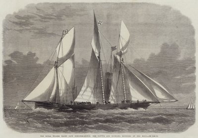 O Royal Thames Yacht Club Schooner-Match, o Xantha e o Gloriana no Nore de Edwin Weedon