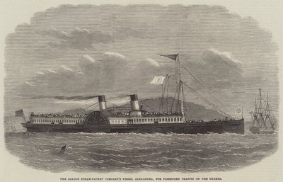 O navio da Companhia de Pacotes de Vapor da Saloon, Alexandra, para o tráfego de passageiros no Tâmisa de Edwin Weedon