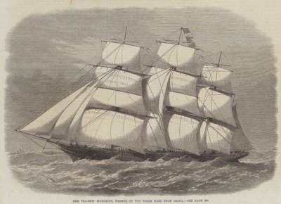 O Spindrift do navio do chá, vencedor da raça do oceano de China de Edwin Weedon