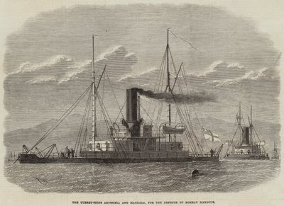 The Turret-Ships Abyssinia e Magdala, para a defesa do porto de Bombaim de Edwin Weedon