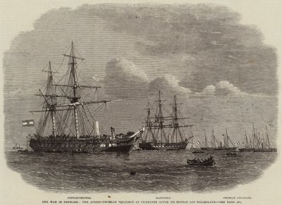 A guerra na Dinamarca, o esquadrão austro-prussiano em Cuxhaven após sua derrota fora de Heligoland de Edwin Weedon