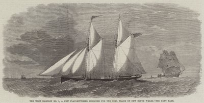 The West Hartley No 1, uma nova escuna de fundo chato para o comércio de carvão de Nova Gales do Sul de Edwin Weedon