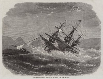 O naufrágio do HMS Orpheus no Bar Manukau, Nova Zelândia de Edwin Weedon