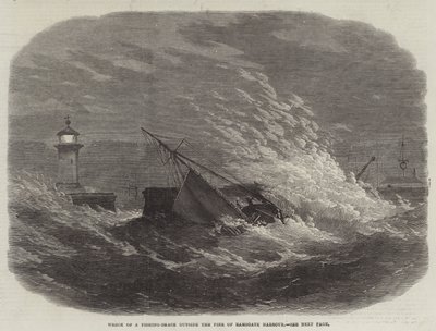 Naufrágio de uma pesca-Smack fora do cais do porto de Ramsgate de Edwin Weedon