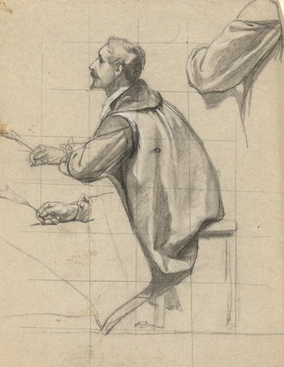 Homem, esboço para assinatura do Compacto na Cabine da Mayflower de Edwin White