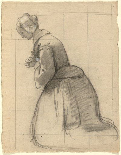 Mulher a rezar, esboço para a assinatura do Compacto na Cabana do Mayflower de Edwin White