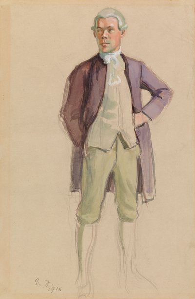 Homem com traje rococó (F.E. Sillanpää), esboço para o mural «Reunião da Sociedade Aurora» de Eero Järnefelt