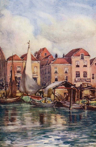 O Reno: Dordrecht, O Mercado do Peixe (litografia a cores) de Effie Jardine