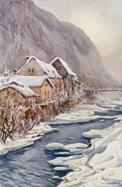 O Reno: Ragatz, o rio Tamina (litografia a cores) de Effie Jardine