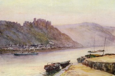 O Reno: Rheinfels e St Goar (litografia a cores) de Effie Jardine