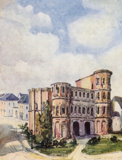 O Reno: Trier, a Porta Nigra (litografia a cores) de Effie Jardine