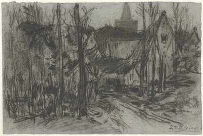 Vista de uma vila através das árvores de Egbert Rubertus Derk Schaap