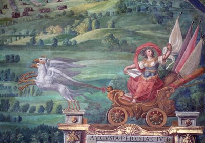 Carruagem desenhada por grifos, detalhe da "Galleria delle Carte Geografiche". de Egnazio Danti