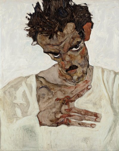 Auto-retrato com cabeça abaixada de Egon Schiele
