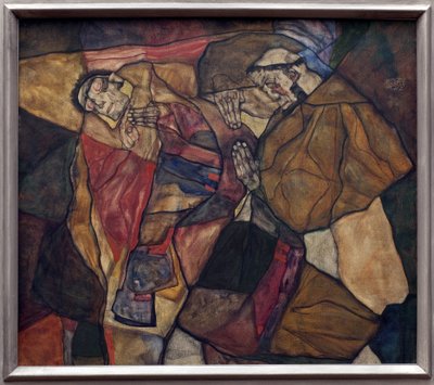 Agonia. Pintura de Egon Schiele (1890-1918), Oil On Canvas 1912. Arte austríaca, século XX. Neue Pinakothek, Munique (Alemanha). de Egon Schiele