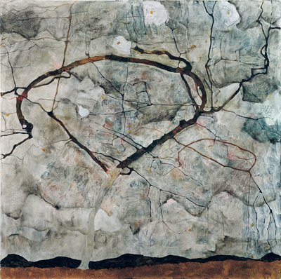 Árvore de outono em ar turbulento. Pintura de Egon Schiele (1790-1918), óleo sobre tela de Egon Schiele