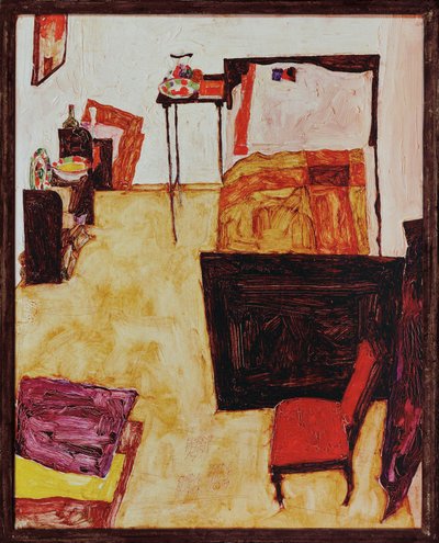 O quarto do artista em Neulengbach ... (óleo sobre madeira) de Egon Schiele