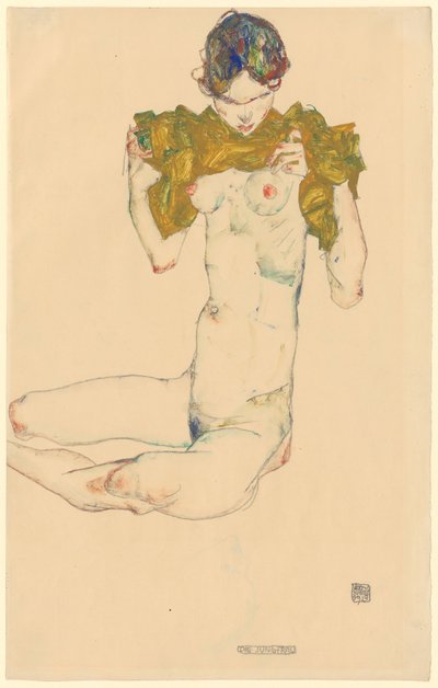 A Virgem [recto]; sem título [estudo de cabeça, verso] de Egon Schiele