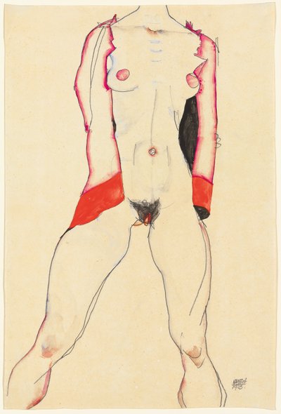 Torso feminino; Torso feminino, 1913 de Egon Schiele
