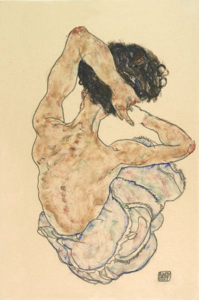 Ato de costas feminino, 1917. de Egon Schiele
