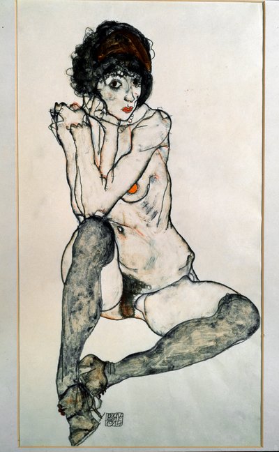 Fêmea nua sentada. Desenho por Egon Schiele de Egon Schiele