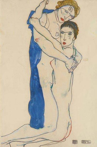 Namorada, azul-rosa. 1913 de Egon Schiele