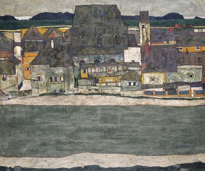 Casas no rio A cidade velha, 1914 de Egon Schiele