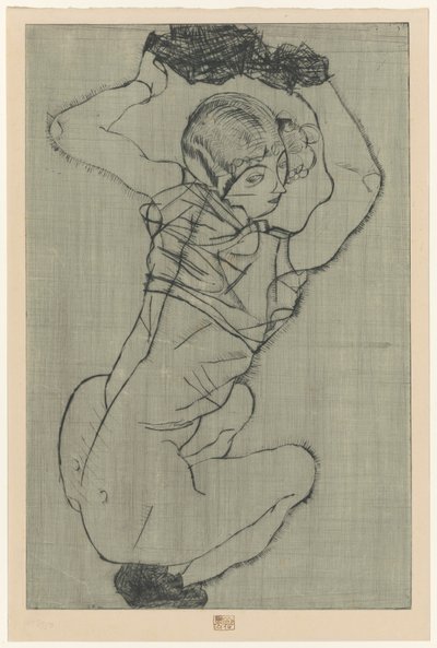 Mulher agachada de Egon Schiele
