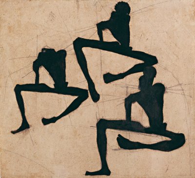 Komposition dreier Männerakte de Egon Schiele