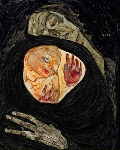 A mãe morta. Pintura de Egon Schiele (1890-1918), óleo sobre madeira de Egon Schiele