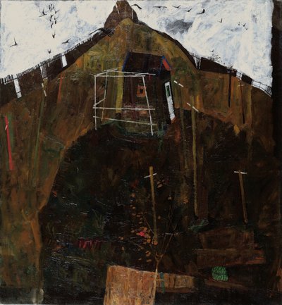 Paisagem com um corvo de Egon Schiele