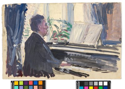 Leopold Czihaczek ao piano (esboço) de Egon Schiele