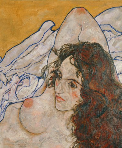 Liegende Frau (óleo sobre tela) de Egon Schiele
