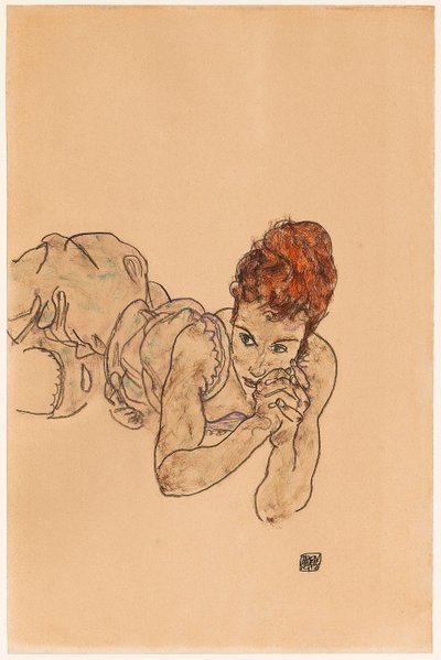 Mulher que mente, 1917. de Egon Schiele